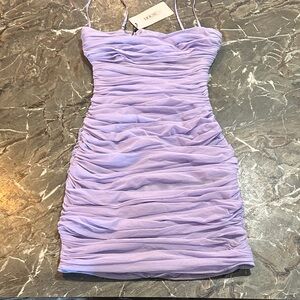 House of CB Windsor Lilac Ruched Mini Dress